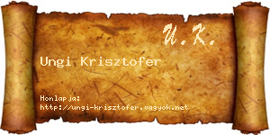 Ungi Krisztofer névjegykártya